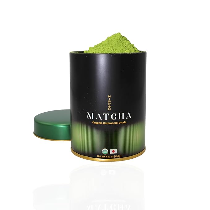 Nippon Matcha – Organic Premium Ceremonial Grade Japanese Matcha Green Tea Powder – First Harvest from Uji, Kyoto – USDA Certified, Stone-Ground, Smooth & Vibrant (100g/3.53oz)
