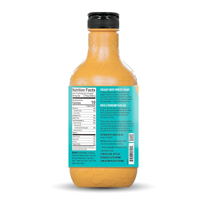 Lakanto Sugar Free Caramel Sauce - Perfect Topping for Brownies, Ice Cream, Milkshake, Smoothies, Coffee, Desserts, Monk Fruit Sweetener with Erythritol, Low Carb, Vegan, Keto Friendly (16 Fl Oz)