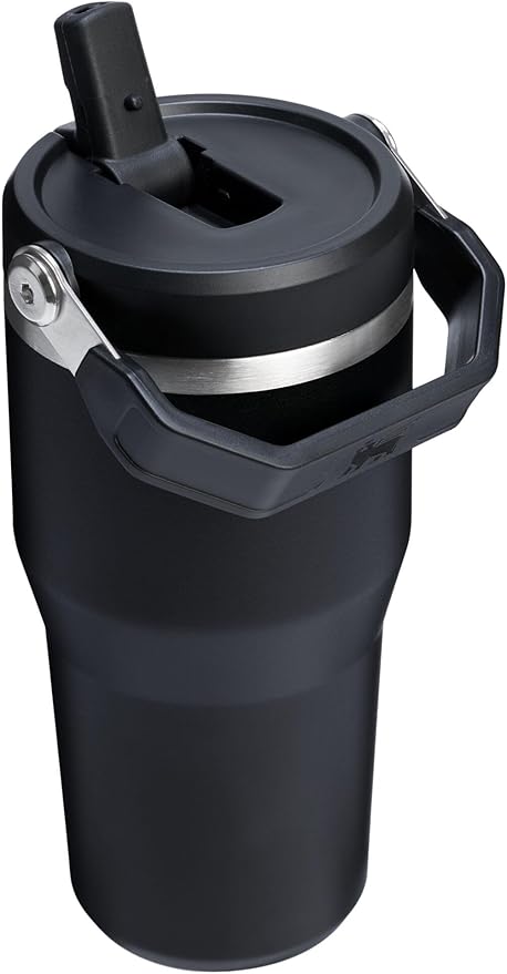 Stanley IceFlow 2.0 Flip Straw Tumbler with Handle 20 oz | Twist On Lid and Flip Up Straw | Leak Resistant Water Bottle | Insulated Stainless Steel | BPA-Free | Black 2.0