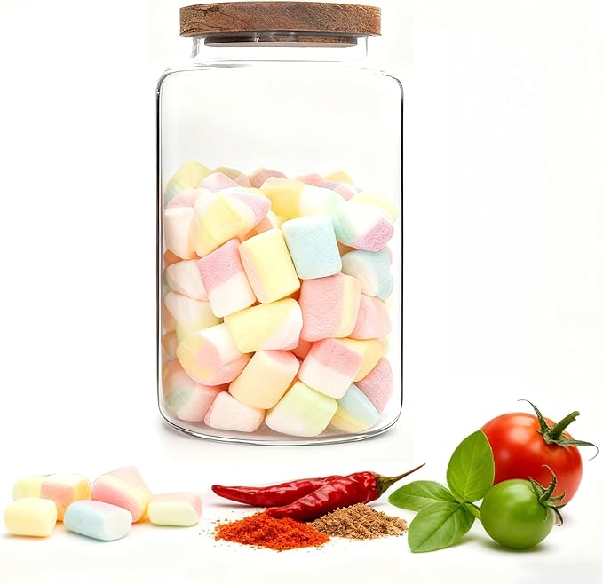 Glass Canister Glass 94oz 1Pack Food Storage Jars With Airtight Lids Borosilicate Glass Coffee Canister Container for Coffee Beans & Grounds Tea Sugar Spices Kitchen (94oz(2800ml)-A-1pack)