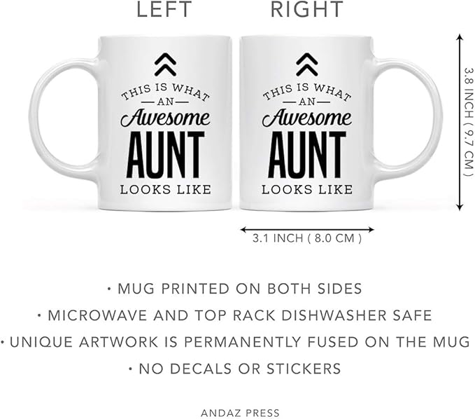 Andaz Press 11oz. Ceramic Coffee Tea Mug - Thank You Gift, Awesome Aunt, Birthday & Idea - Includes Gift Box