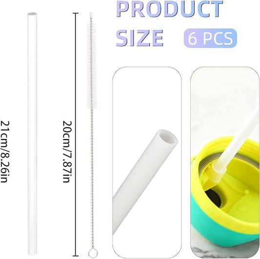 Replacement Straw for Owala Water Bottle 24 oz 32 oz, 6PCS Reusable Plastic Straws Compatible With Owala Water Bottle，BPA-FREE Straws and 1 Cleaner Brush