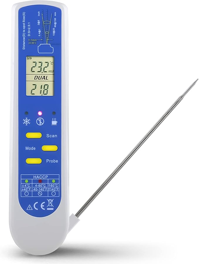 Metris Instruments Food Cooking Meat Thermometer Digital Infrared Instant Read with Probe for Kitchen, Outside Grill, BBQ Smoker, Model TCT303F-NSF NSF Approved