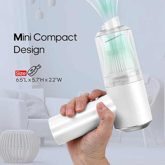 Mini Car Vacuum Cleaner(4500 pa) Portable Cordless Rechargeable,Tiny Handheld Vacuum, Computer Hand Vacuum for Keyboard and Laptop, Mini Hand Held Vac for Car and Home /V01/White
