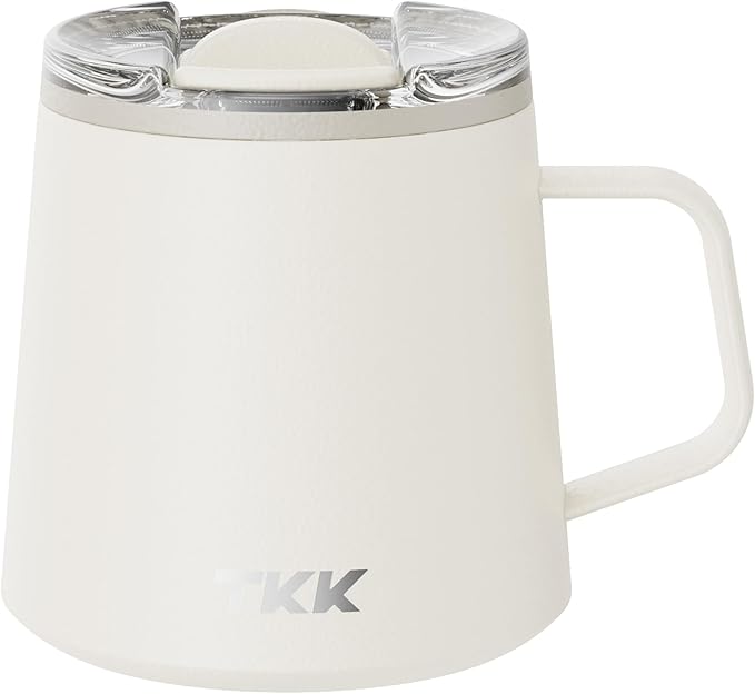TKK 12 oz Insulated Coffee Mug with Handle Ceramic Coating Detachable Slider Lid Stainless Steel Tumbler Double Wall Vacuum Travel Cup