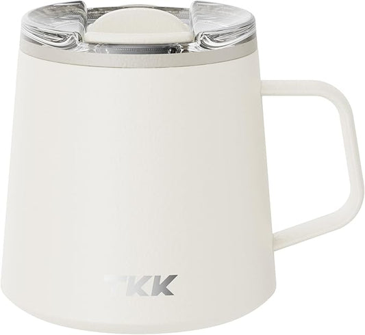 TKK 12 oz Insulated Coffee Mug with Handle Ceramic Coating Detachable Slider Lid Stainless Steel Tumbler Double Wall Vacuum Travel Cup