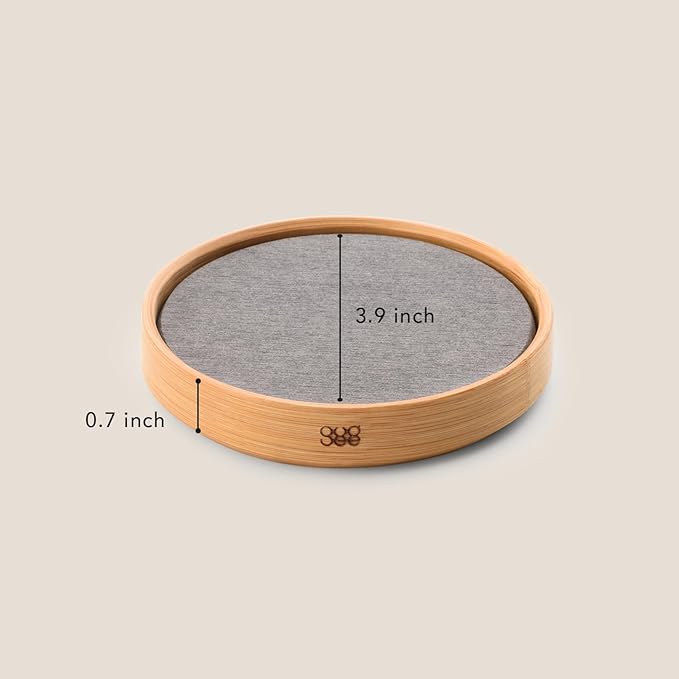 GUDEE TRIVI Set of 4 Absorbent Diatomite Coasters With Diatomaceous Earth and Bamboo Frame, Water Absorbing for Bottles, Dry Table, Countertop, Sink Area, Kitchen Bathroom Surface, Grey