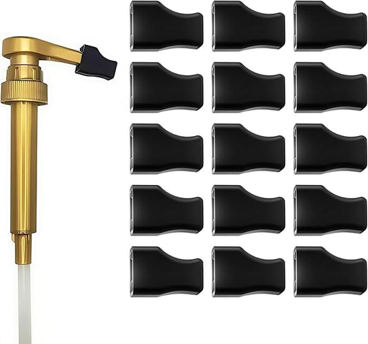 15 Pcs Coffee Syrup Pump Tip Covers Black Rubber Seal Caps for Coffee Syrup Bottles Fits Most Pump Tips, Keep Sugar Condiments Olive Clean Preserved for Barista, Café, Home Use