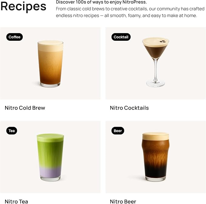 NitroPress Pure N₂ Nitrogen Cartridges - (NOT FOR WHIPPED CREAM) 10, 20, 30, 40, 360 Food-Grade Nitrogen Chargers for Nitro Cold Brew Coffee, Cocktails, Tea, Matcha | Use with Original NitroPress