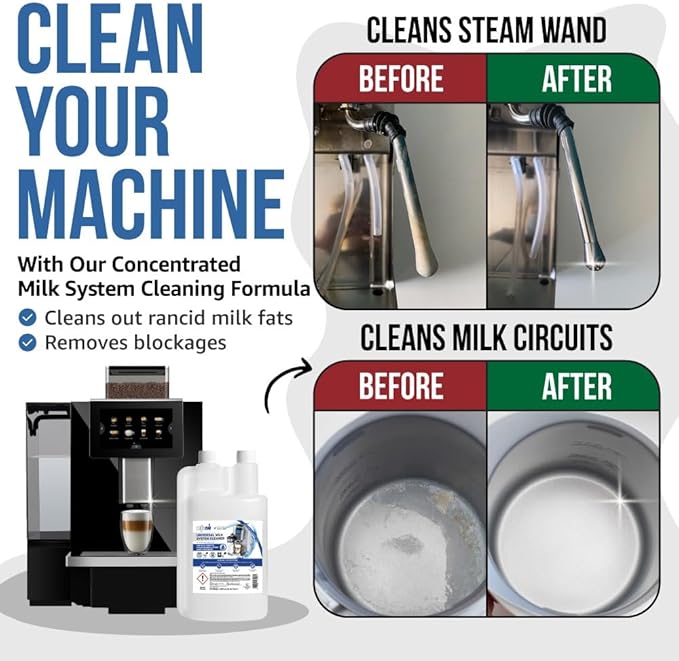 Caffenu Milk Frother Cleaner for Coffee Machines. Alkaline Up to 32 Cleans