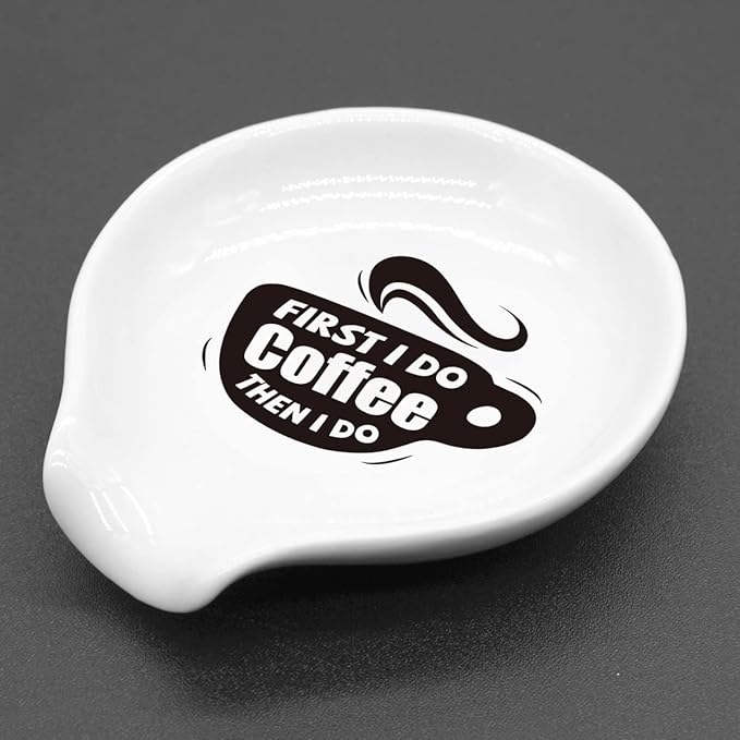 Coffee Spoon Rest Holder,Funny Coffee Bar Station Accessories,Coffee Lovers Gift for Women and Men,First I Do Sign