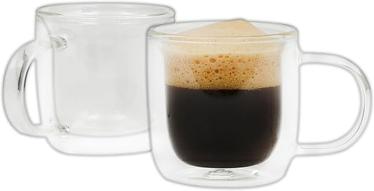 Mr. Coffee Salon Espresso 3 OZ Double Wall Insulated Glasses Mugs (Set of 2)