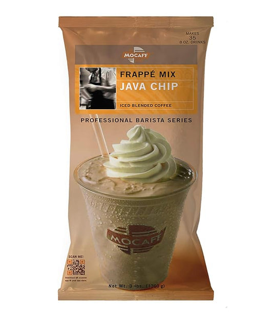 MOCAFE Java Chip Coffee Frappe Mix, Instant Blended Iced Coffee Powder with chocolate chips, Create Crave-Worthy Specialty Drinks, 3lb bulk bag