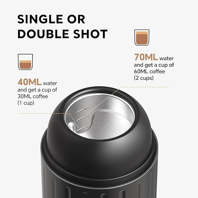 Portable Electric Espresso Coffee Maker Electric Coffee Machine Compatible with NS Capsules and Coffee grounds for Camping, Travel, Home【Heating version】