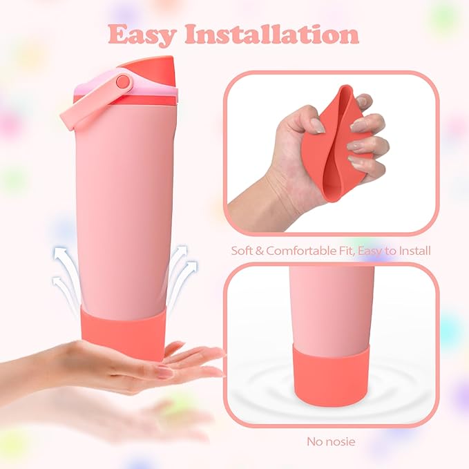 Silicone Boot for Owala 30oz & 40oz FreeSip Sway Bottles & Tumblers - Non-Slip, Scratch-Resistant, Stability Enhancer, Available in 12 Colors (Angel Food Cake Red)