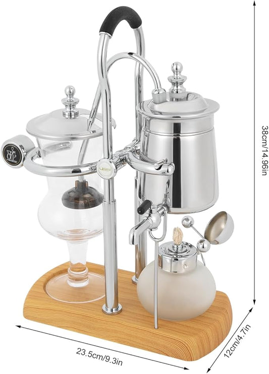 Siphon Coffee Maker, Extraction Tools for Hand-Brewed Coffee with Faucet 180° Rotating, Antique Brew Rapid Brewer for Commercial, Domestic, Extract Coffee, Brew Tea, Silver