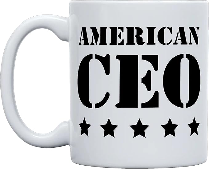 THE CEO Stylish Coffee Mug for Coffee Lovers - Premium Boss Mug with Gloss Finish - Premium Ceramic, Microwave Safe, 11oz Gift Mugs - Five Star American CEO (White)