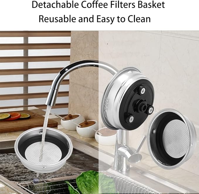 Watris Veiyi Coffee Filter Basket, 51mm 2 Cups Espresso Filter Basket, Portafilter Basket, Stainless Steel Reusable Detachable Strainer, Coffee Machine Accessories for Home Office