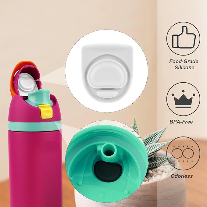 4pcs Bottle Seal Ring & Replacement Stopper for Owala FreeSip 19oz 24oz 32oz 40oz, Silicone O Ring Water Bottle Lid Parts, Cap Mouth Plug Gasket Accessories, BPA-Free (White)