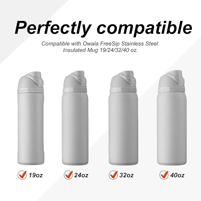 4pcs Water Bottle Seal Circle & 4pcs Replacement Stopper, Silicone O Circle Lid Gasket Parts for Owala Free Sip 19oz 24oz 32oz 40oz, Cap Mouth Plug Gasket Accessories, BPA-Free