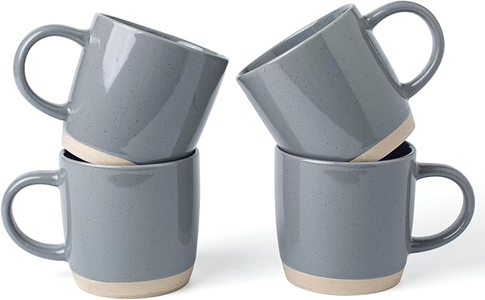 famiware Coffee Mugs for 4, 13 oz Mug Set, Drinking Cup with Handle for Coffee, Tea, Cocoa, Milk, Milkyway serise, Dark Gray