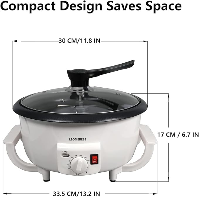 Home Coffee Roaster, Household Electric Coffee Bean Baker Nut Peanut Cashew Chestnuts Roasting Machine Adjustable Temperature 1.6 Pounds Capacity for Cafe Shop/Home No Stovetop Required Smoke Reduce