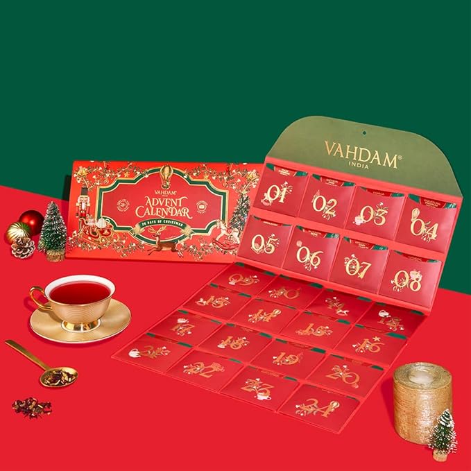 Limited Edition - Advent Calendar 2026 Folding Gift Box | 24 Unique Loose Leaf Teas - Holiday Gift Pack | Christmas Advent Calendar 2026 for Adults, Advent Calendar 2026 Adult Women and Men | VAHDAM