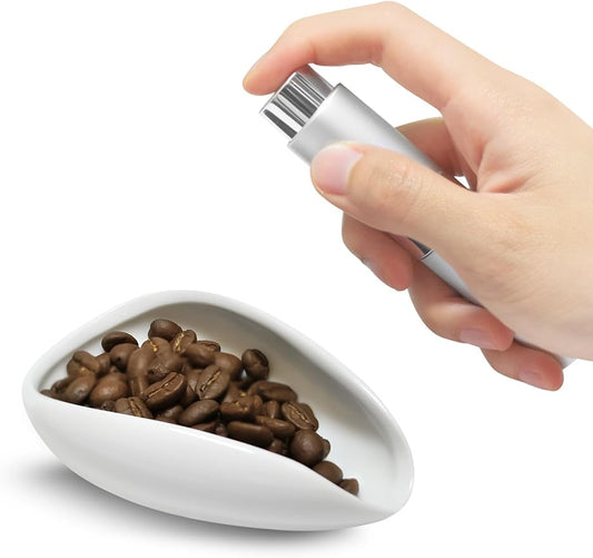 Coffee Bean Dosing Cup and Spray Bottle Set, Ceramic Single Dosing Tray for Coffee&Tea, Dosing Vessel Espresso Accessories for Coffee Bar, White