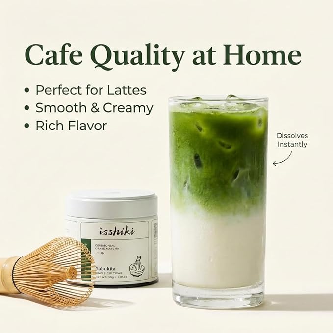 Isshiki Matcha Powder - Premium Ceremonial Grade Yabukita Green Tea from Kyoto, Japan - Exceptional Authentic Japanese Matcha - 30G - 20 Servings