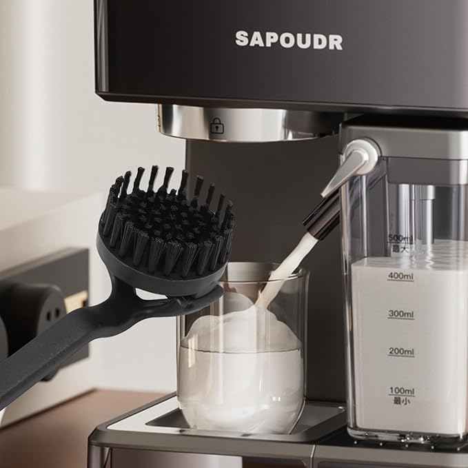 Topyond Espresso Coffee Machine Cleaning Brush, 360° Coffee Grinder Brush with Detachable Head, Nylon Bristles Barista Tool, Group Head Brush for 51mm 54mm Coffee Maker