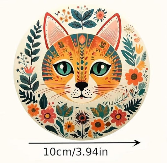Wood Coasters Set of 6 - Handcrafted Drink Coaster Thick Heat-Resistant for Office, Bar, Farmhouse - Cute Cat Drink Cup Coasters for Table Protection