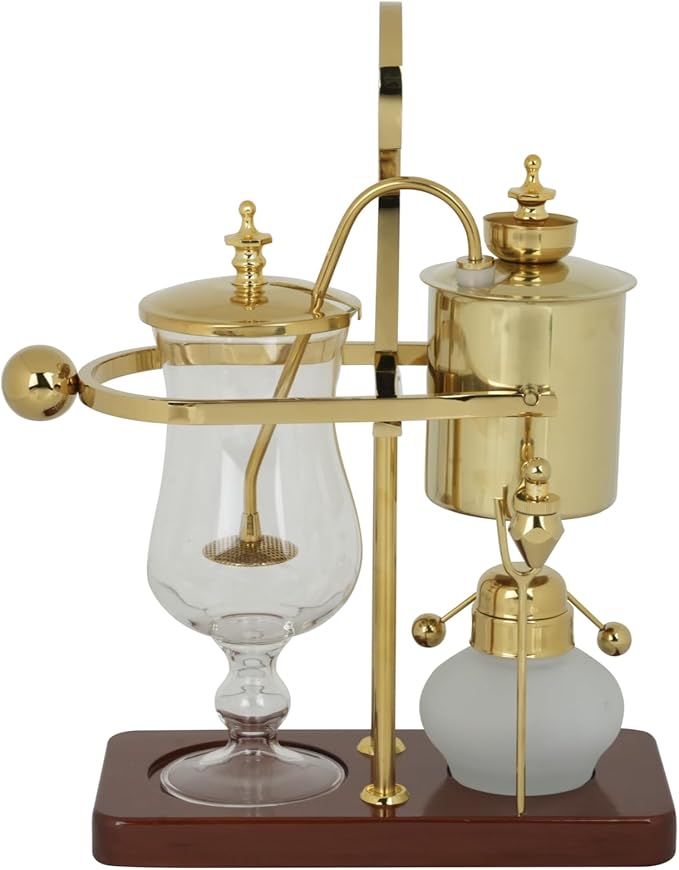 AUPLEX Belgian Balance Siphon Coffee Maker – Vintage Royal Gravity Vacuum Brewing System with Double Ridged Fulcrum, Tee Handle & Alcohol Burner – Elegant Gift for Coffee Lovers (450ml)