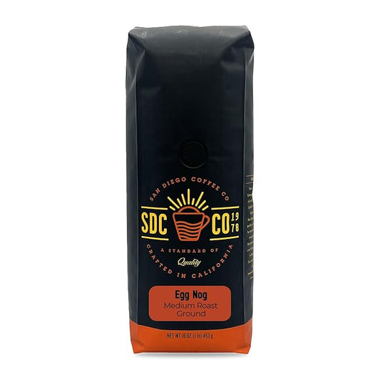 San Diego Coffee Egg Nog, Medium Roast, Ground Coffee, 16-Ounce Bag Café molido tostado