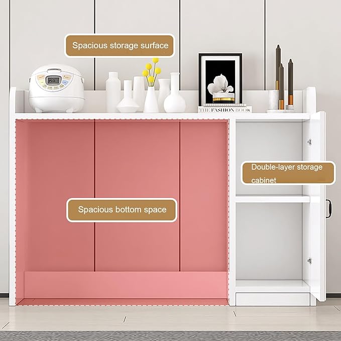 Coffee Bar Table with Storage Cabinet Sideboard Buffet Cabinet Folding Side Table Freestanding Pantry Cabinet for Kitchen Living Dining Room Entryway(C,Large)
