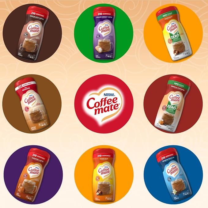 Coffee-mate Vanilla Caramel, Zero Sugar Powdered Coffee Creamer, 10.2 Ounce (Pack of 6)