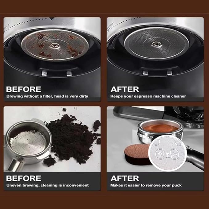 53mm Espresso Puck Screen, 0.4mm Ultra Thin Espresso Puck, Metal Reusable Coffee Filter for 54mm Espresso Portafilter Basket - 316 Stainless Steel(Panda)