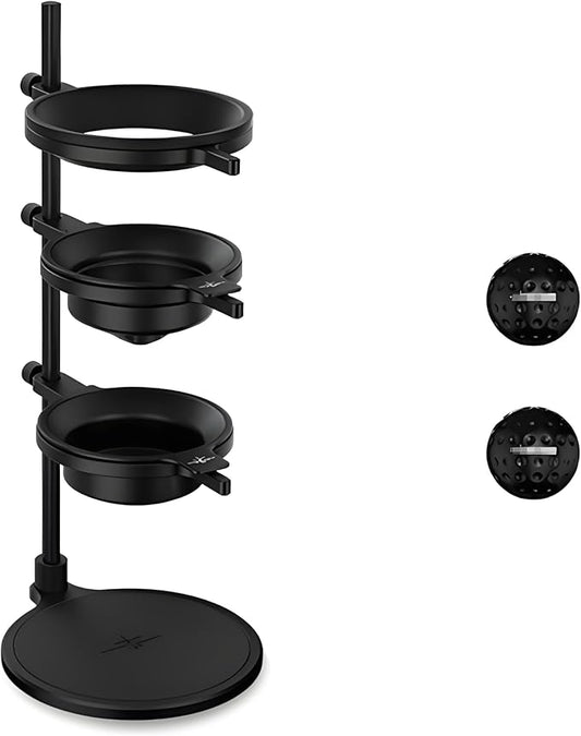 Pour Over Coffee Stand Adjustable Coffee Dripper Stand with 2 Pcs Espresso Cooling Ball, Aluminum Alloy Coffee Maker Holder Elegant Gift for Coffee Lovers (Black)