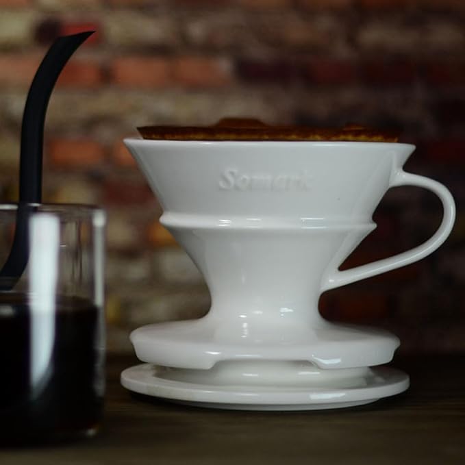 Pour Over Coffee Dripper Set / V60 Size 2 Ceramic Dripper + Drip Tray