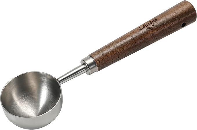 Vintage Coffee Measuring Spoon - 304 Stainless Steel, Coffee Scoop,10g Capacity, Walnut Handle - Perfect for Coffee, Tea, and More (Silver)
