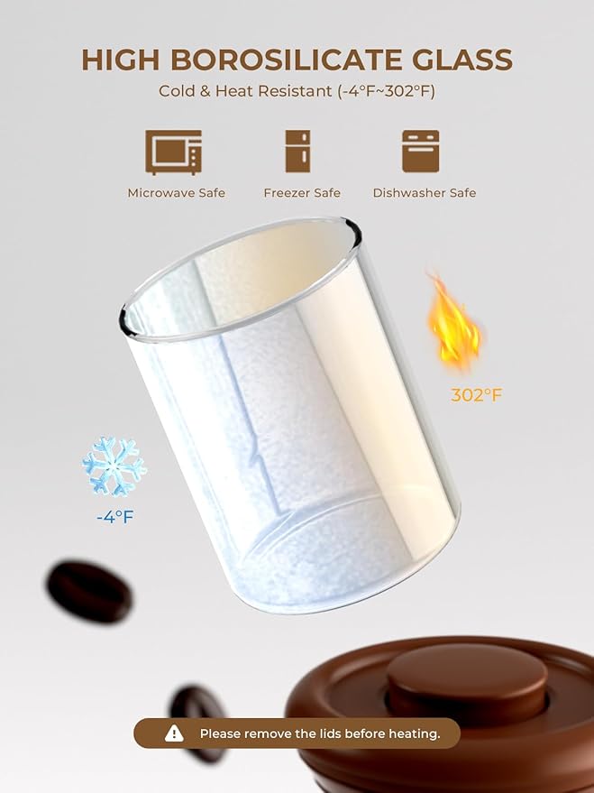 Glass Coffee Container - 900ml x 2 Pop Top Coffee Storage Airtight Canister, Large Ground Coffee Containers Coffee Jars with Lids