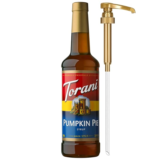 Torani Coffee Syrup, Pumpkin Pie Flavored Syrup for Drinks, Pump Included, 25.4 Fl Oz