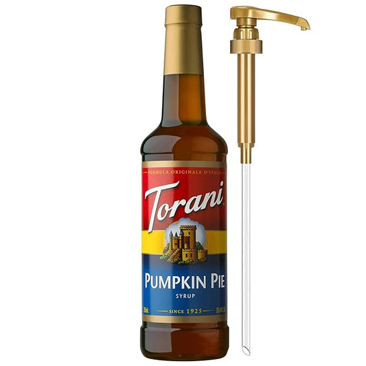 Torani Coffee Syrup, Pumpkin Pie Flavored Syrup for Drinks, Pump Included, 25.4 Fl Oz