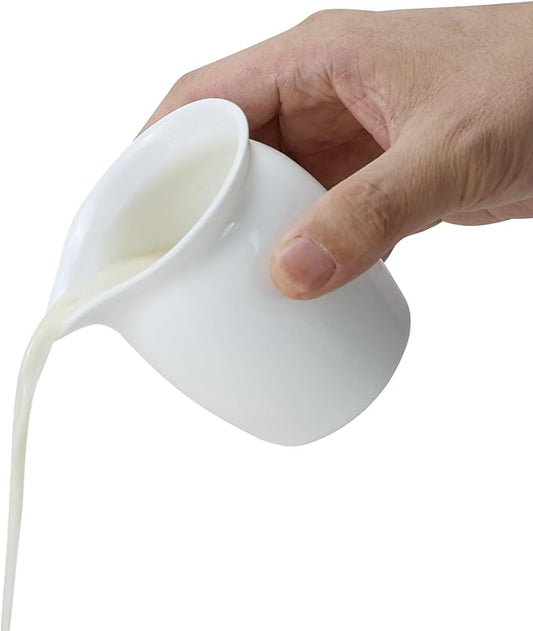 EIKS 2 Pack Ceramic Creamers Pitchers for Serving Coffee Tea Milk Salad Sauce Jam Maple Syrup, Capacity 6oz(200ml)