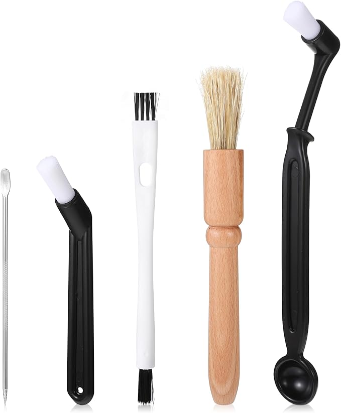 5 Pcs Coffee Brush Set Coffee Grinder Cleaning Brushes Professional Espresso Brush Kit Group Heads Wooden Grinder Machine Cleaning Brushes for Barista Home Kitchen Coffe Machine Washing