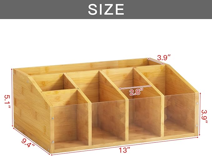 AEEHFENG Coffee Station Organizer Condiment Organizer for Countertop Farmhouse Coffee Caddy with Removable Dividers Small Cute Office Bar Accessories for Tea Bags, Pods, Syrup, Cups, and Stirrer