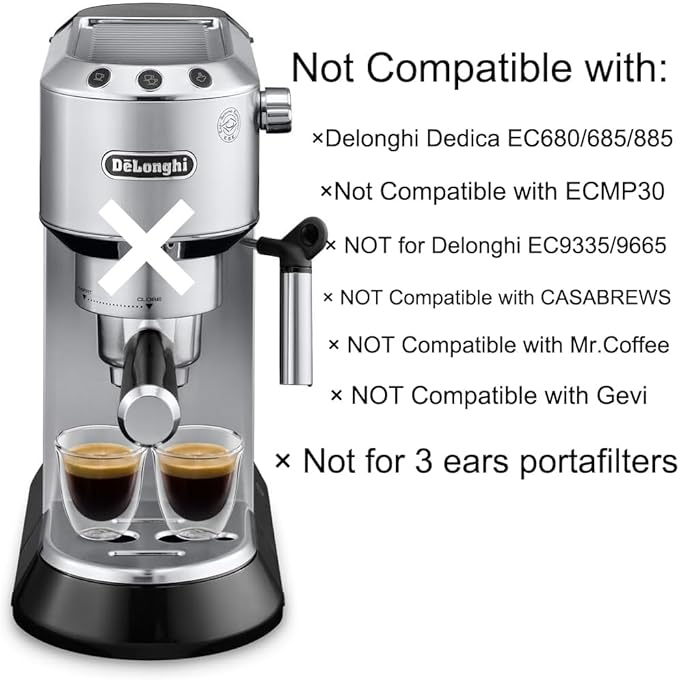 51mm Portafilter 2 Ears with Double Spout Compatible with Delonghi ECP3420/ ECP3630/ ECP3120/ EC260/ ECP35.31, Espresso Portafilter 51mm with Double Shot Capacity Cup Filter Basket and ABS Handle