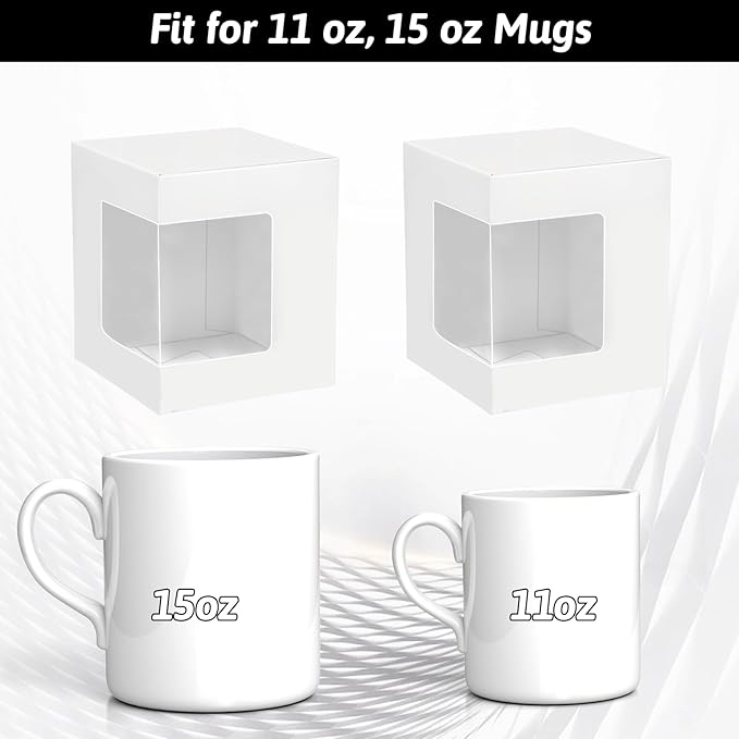 24 Pcs Sublimation Mugs Gift Boxes Transparent Gift Packaging Box for Blanks Sublimation Mugs Packaging 11oz, 12oz, 15oz Sublimation Mugs Blank Mug Box Cups Gift Wrapping