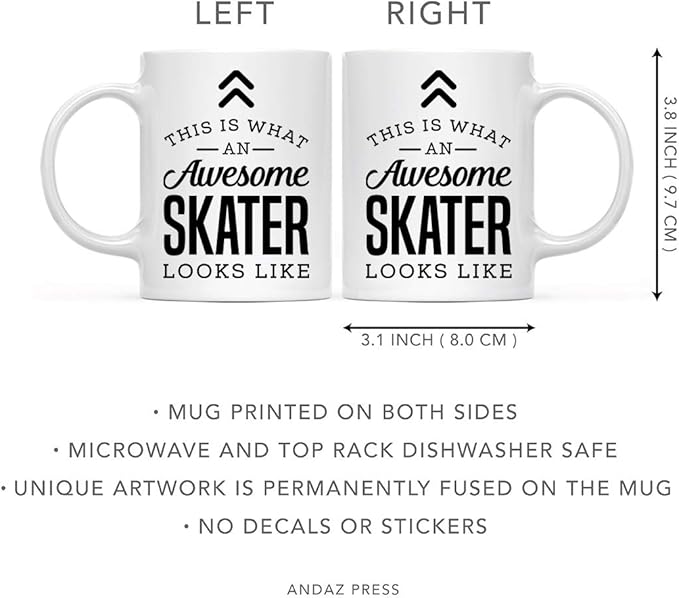 Andaz Press 11oz. Ceramic Coffee Tea Mug Thank You Gift, This is What an Awesome Skater Looks Like, 1-Pack, Birthday Christmas Gift Ideas Coworker Him Her, Includes Gift Box