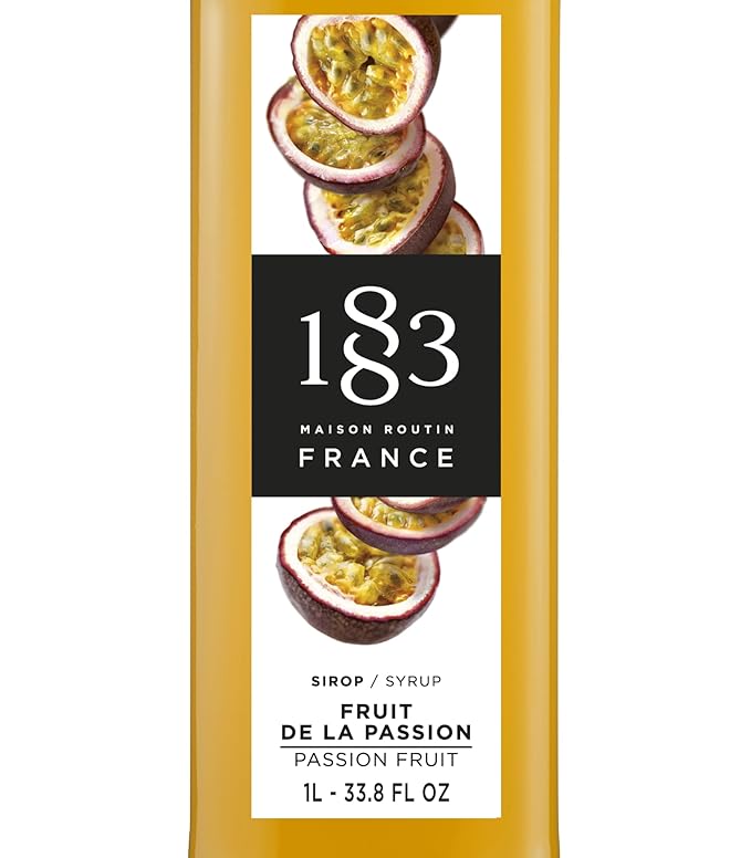 1883 Passion Fruit Syrup for Drinks, Made in France, 1 Liter Plastic Bottle