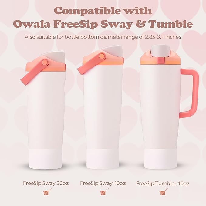 2PCS Silicone Boots for Owala 30oz & 40oz FreeSip Sway Bottles & Tumblers – Non-Slip, Scratch-Resistant, Stability Enhancer for Owala Accessories (Classic Pink)